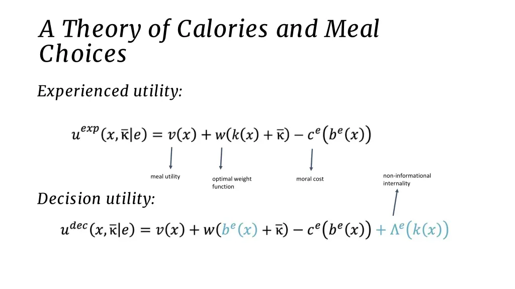 a theory of calories and meal choices 1