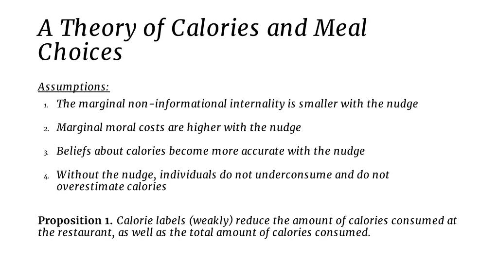 a theory of calories and meal choices 2