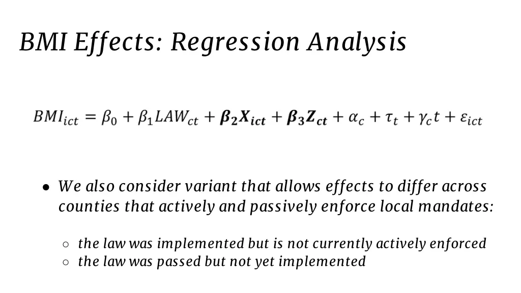 bmi effects regression analysis