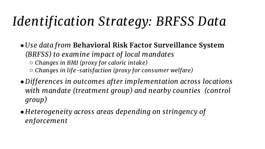 identification strategy brfss data