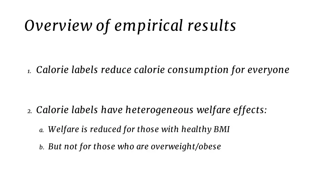 overview of empirical results