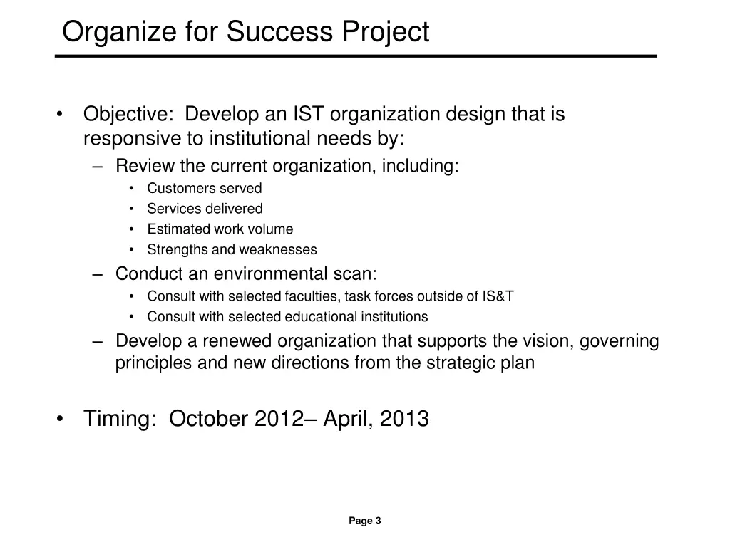 organize for success project
