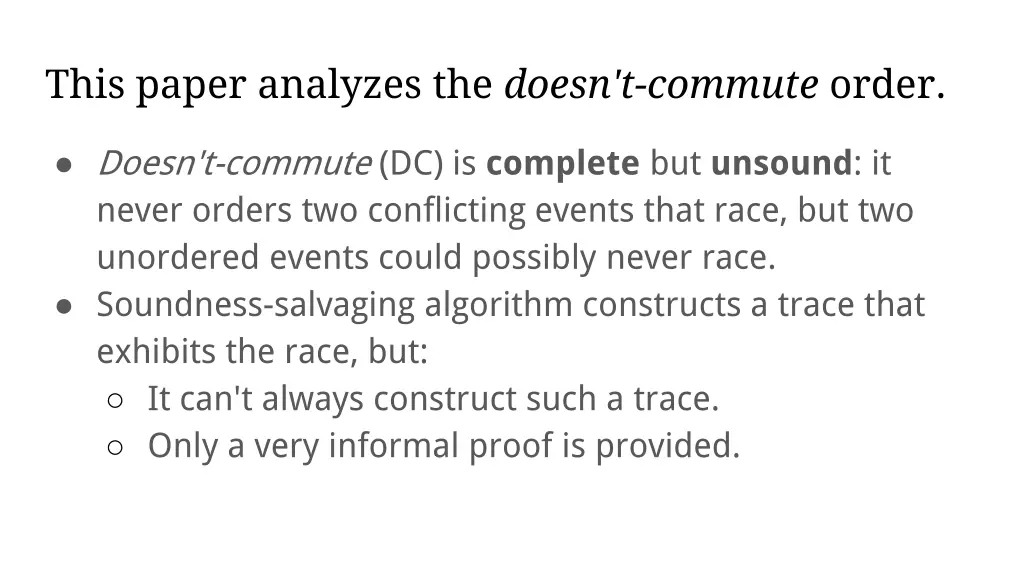 this paper analyzes the doesn t commute order