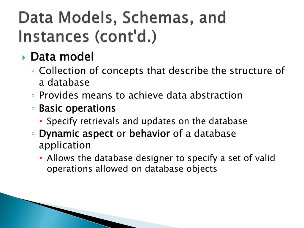 data model collection of concepts that describe