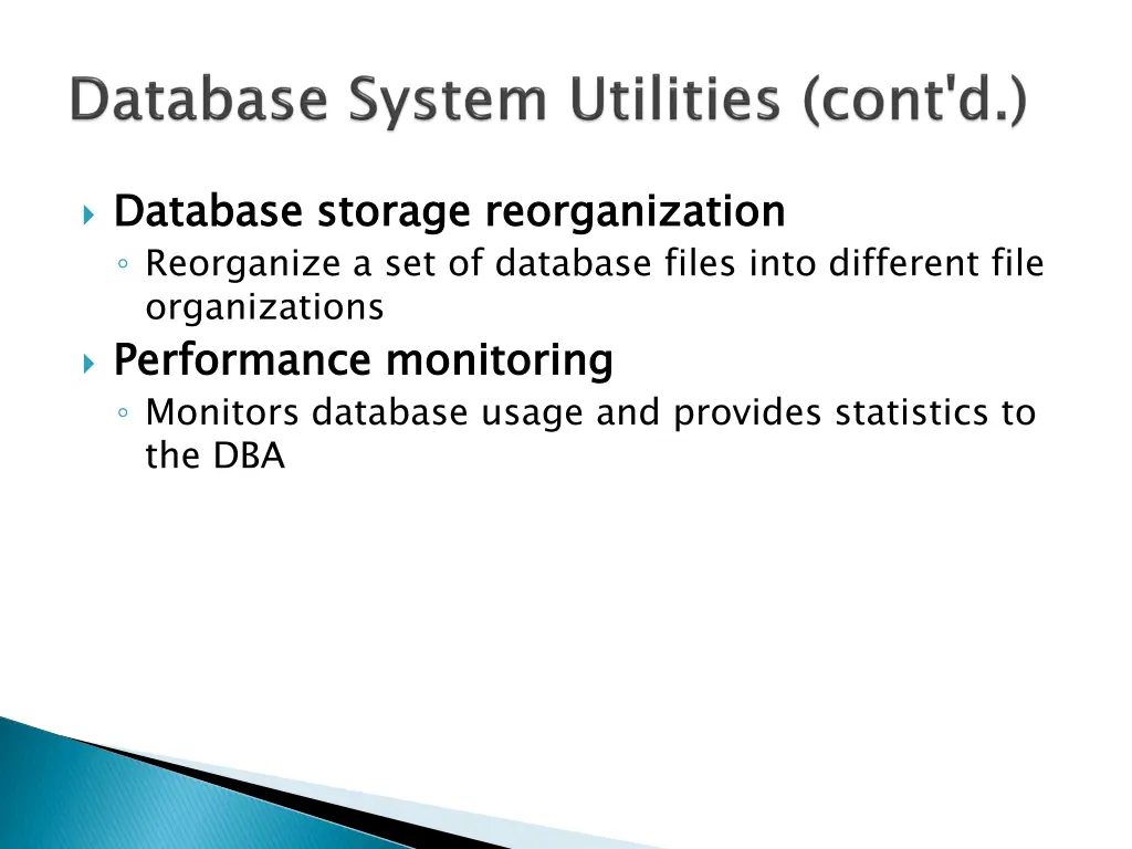 database storage reorganization reorganize