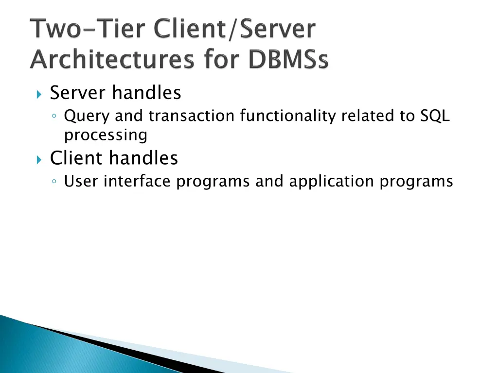 server handles query and transaction