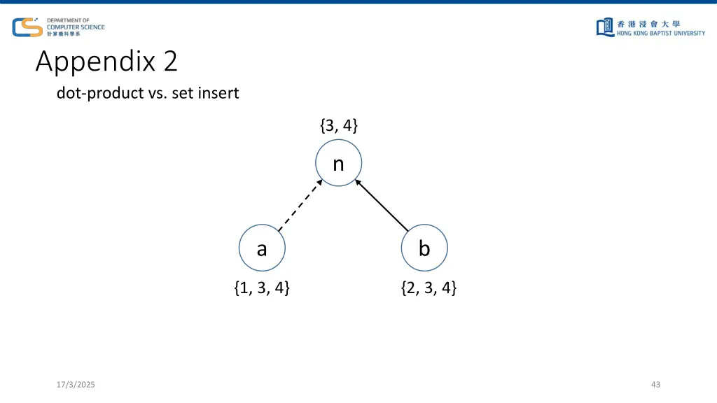 appendix 2 dot product vs set insert