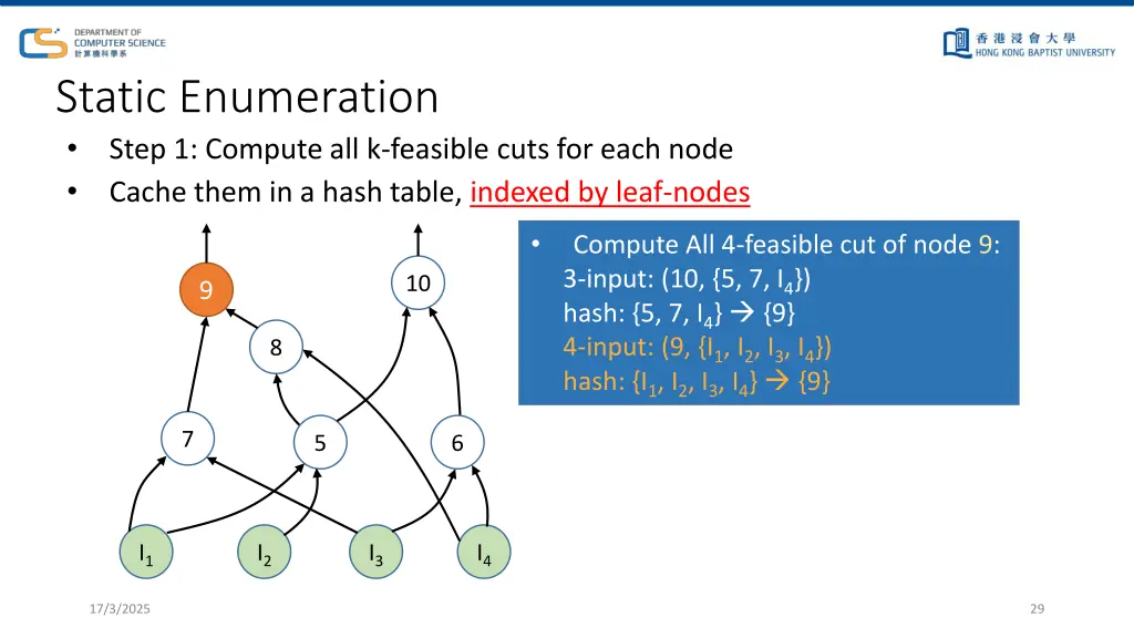 static enumeration step 1 compute all k feasible