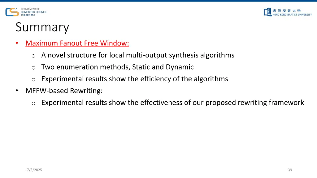 summary maximum fanout free window