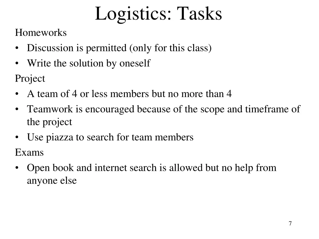 logistics tasks