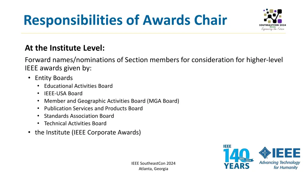 responsibilities of awards chair 2