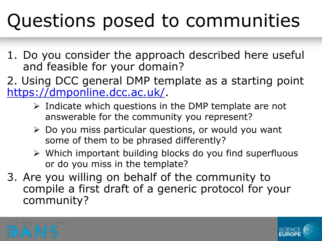 questions posed to communities