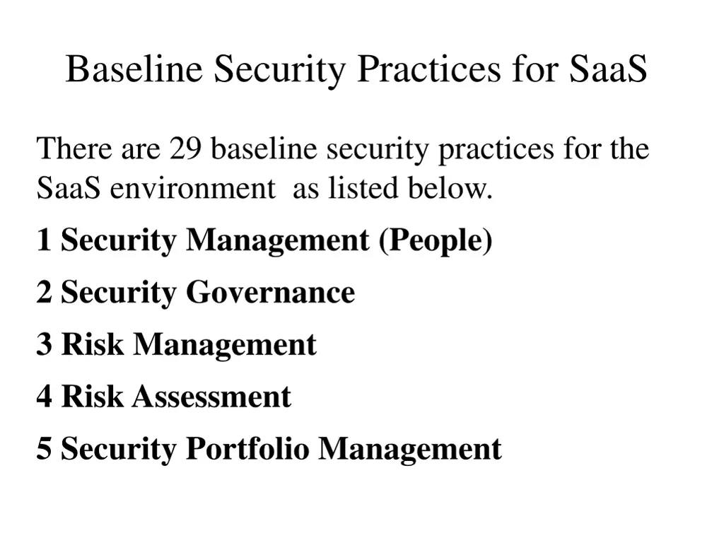 baseline security practices for saas