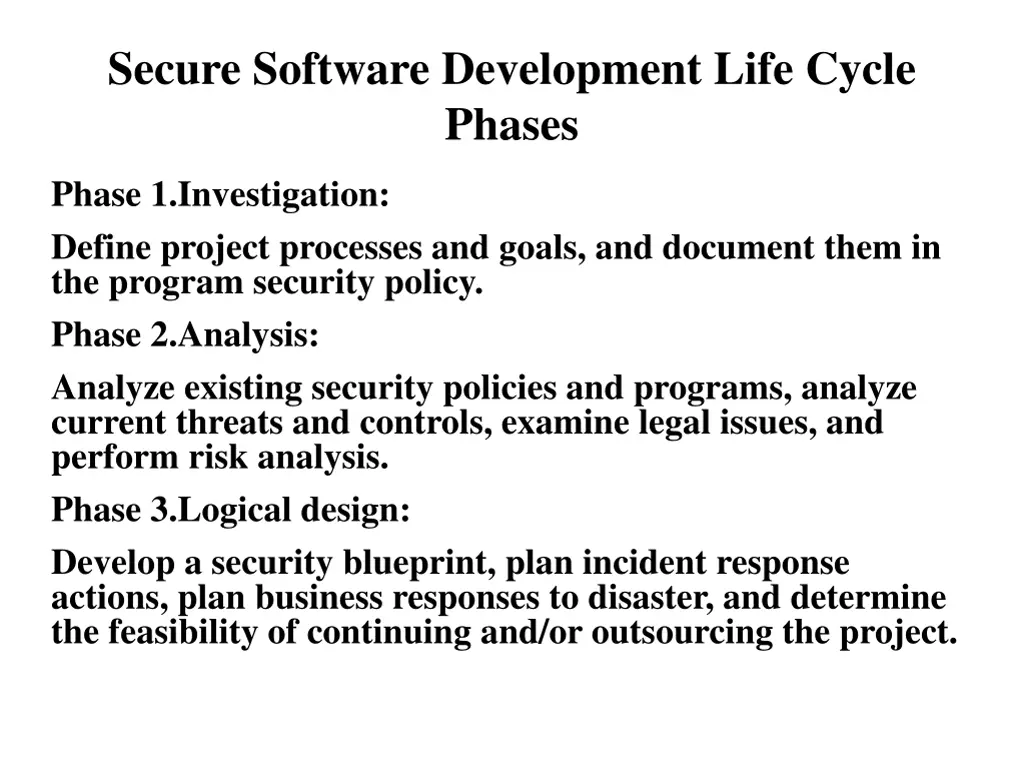 secure software development life cycle phases