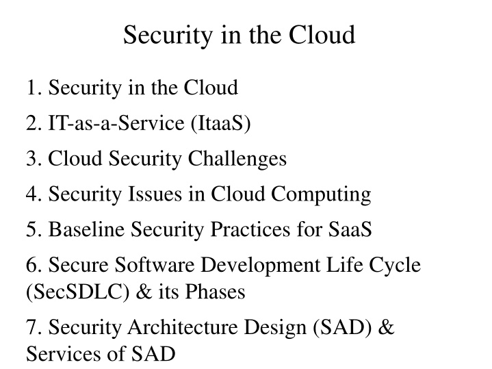 security in the cloud
