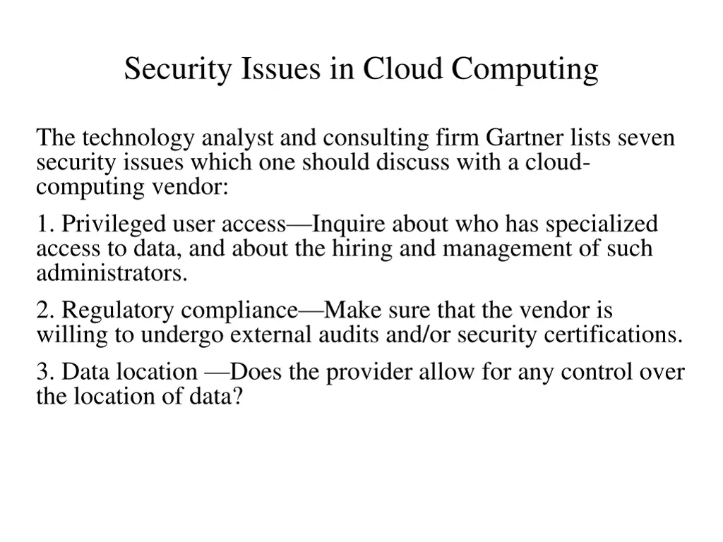 security issues in cloud computing