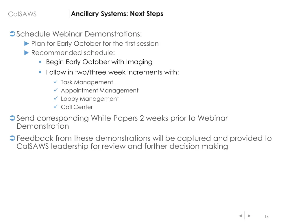 ancillary systems next steps