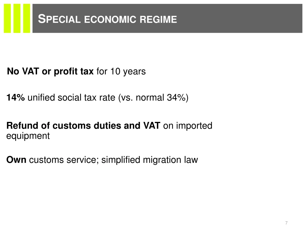 s pecial economic regime