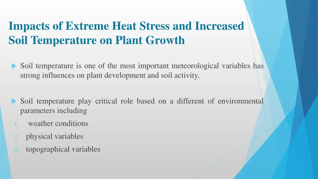 impacts of extreme heat stress and increased soil