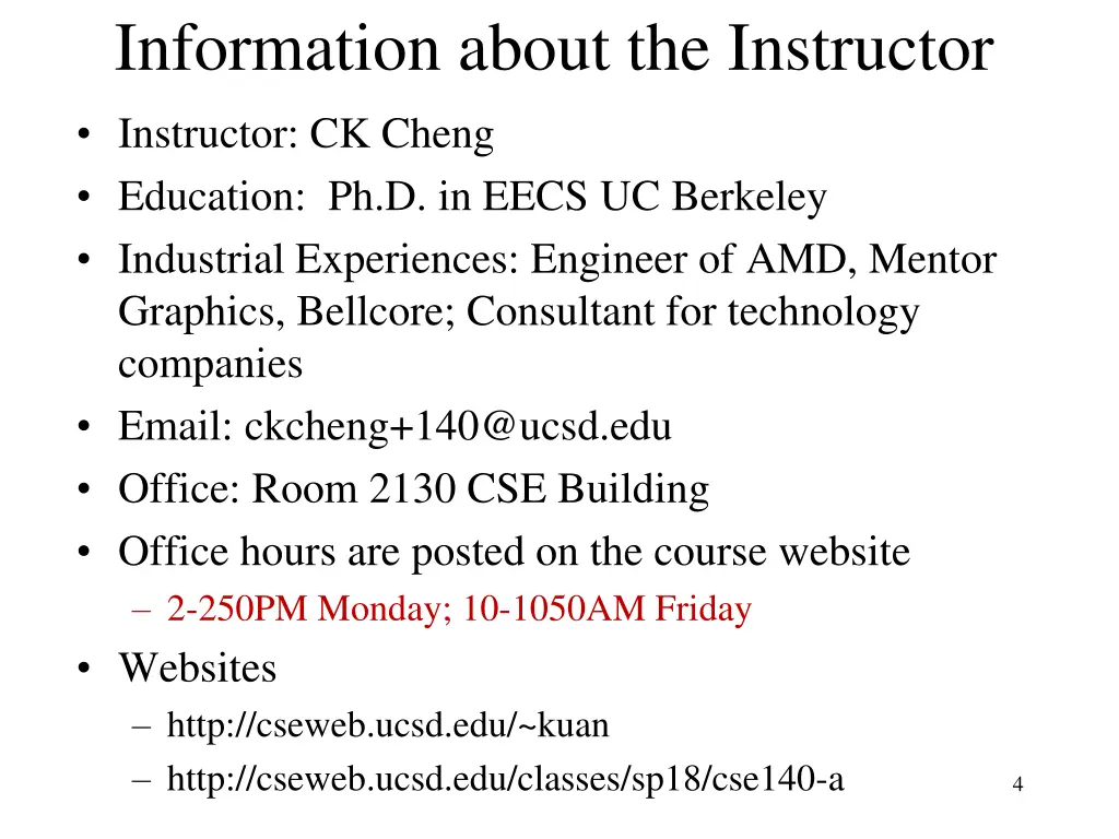 information about the instructor