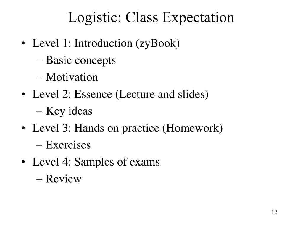 logistic class expectation