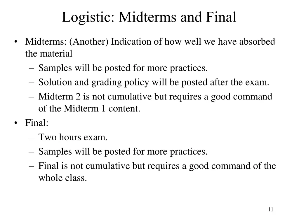 logistic midterms and final