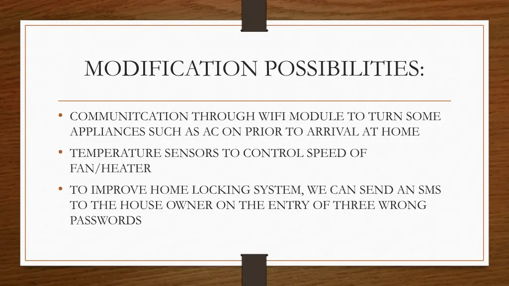 modification possibilities