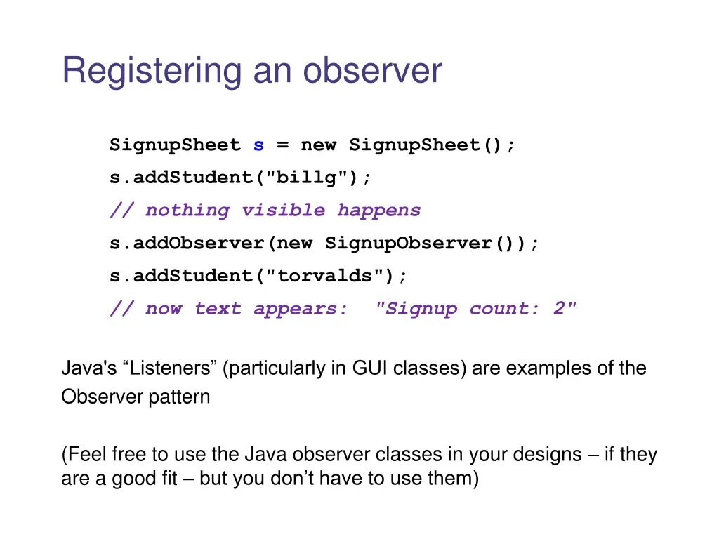 registering an observer
