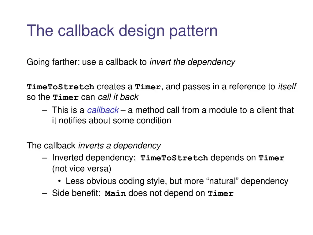 the callback design pattern