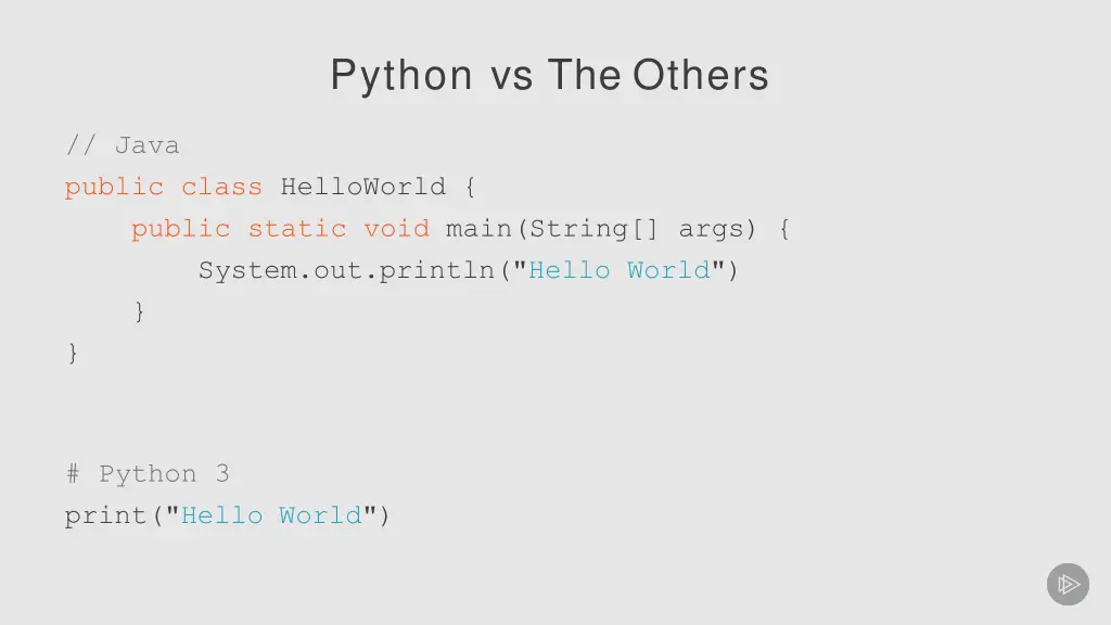 python vs the others