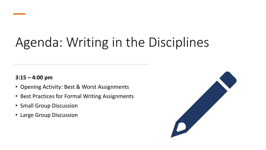 agenda writing in the disciplines