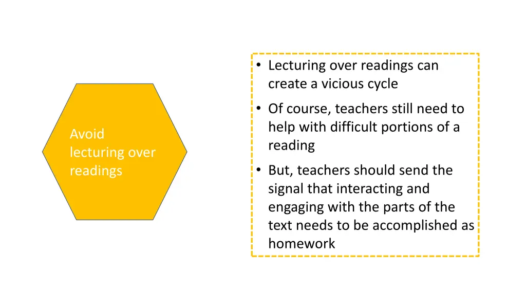 lecturing over readings can create a vicious