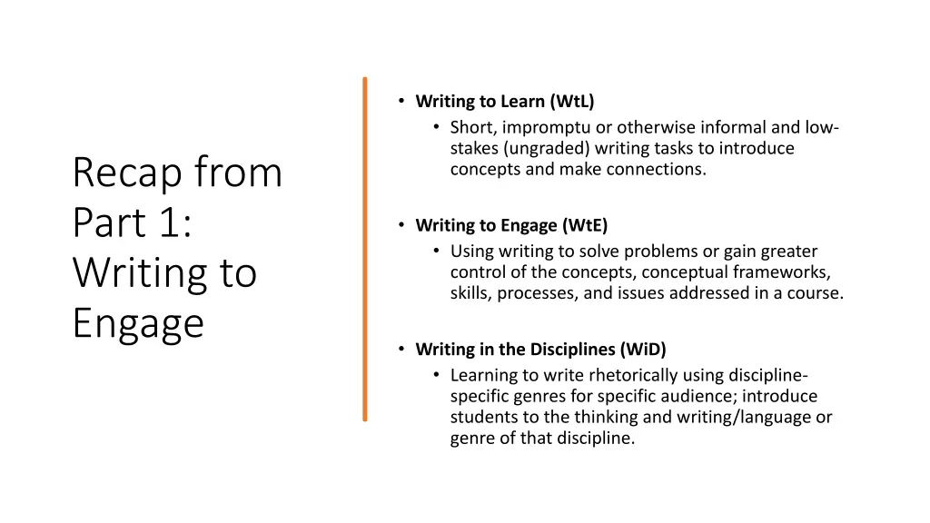 writing to learn wtl short impromptu or otherwise