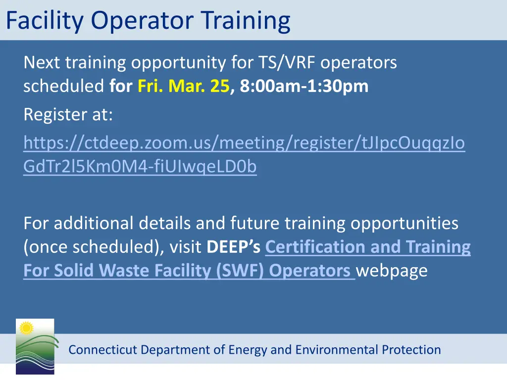 facility operator training