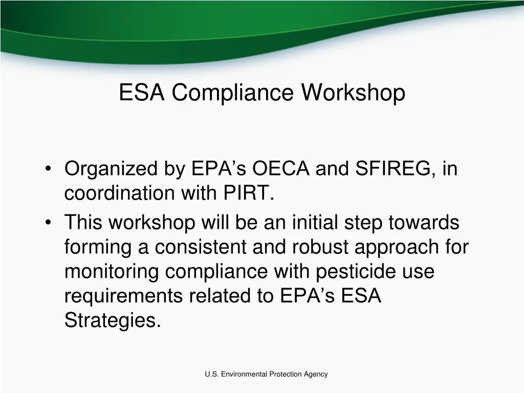esa compliance workshop