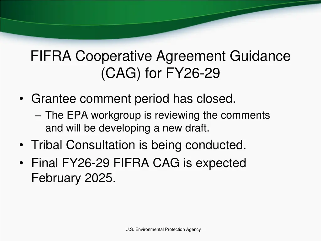 fifra cooperative agreement guidance cag for fy26