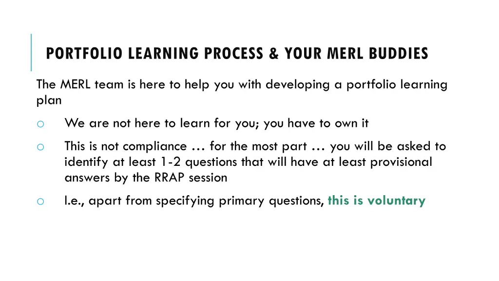 portfolio learning process your merl buddies