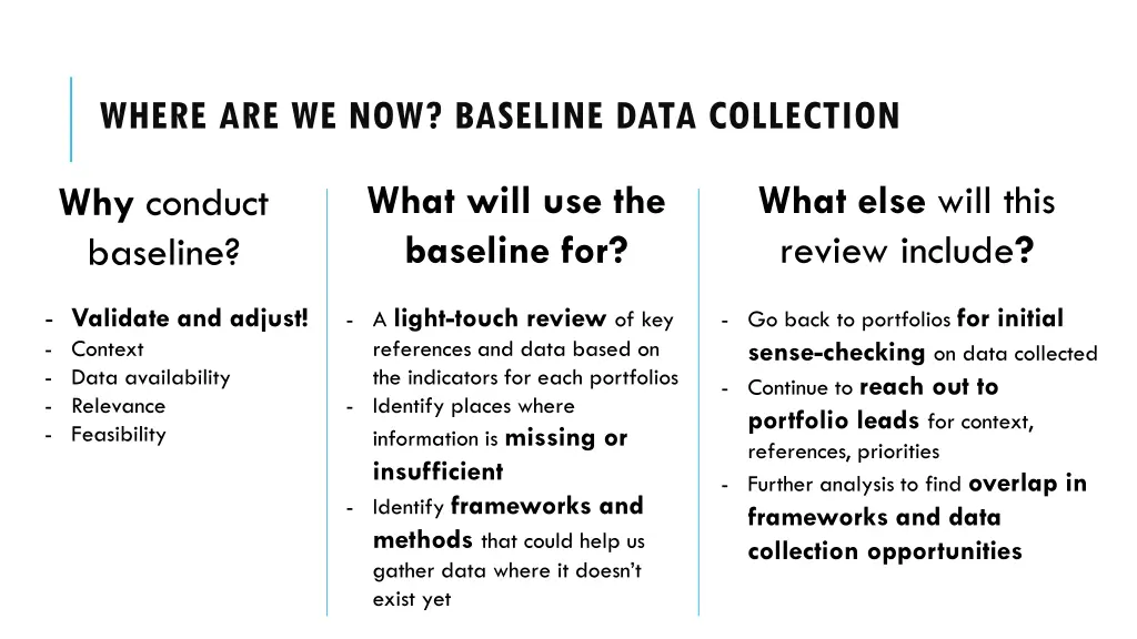 where are we now baseline data collection