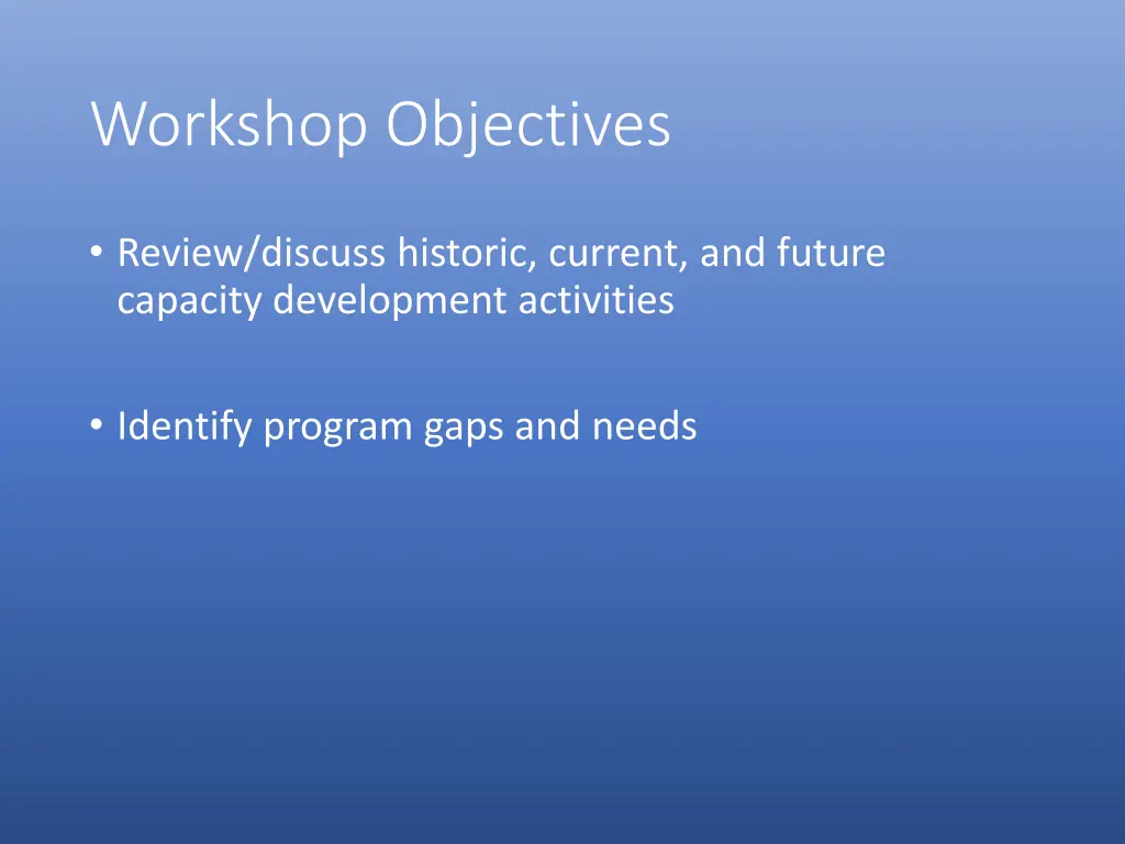 workshop objectives