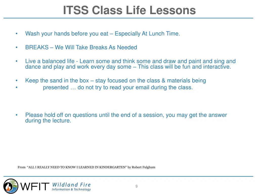 itss class life lessons 1