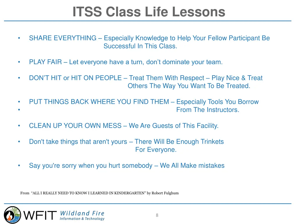 itss class life lessons