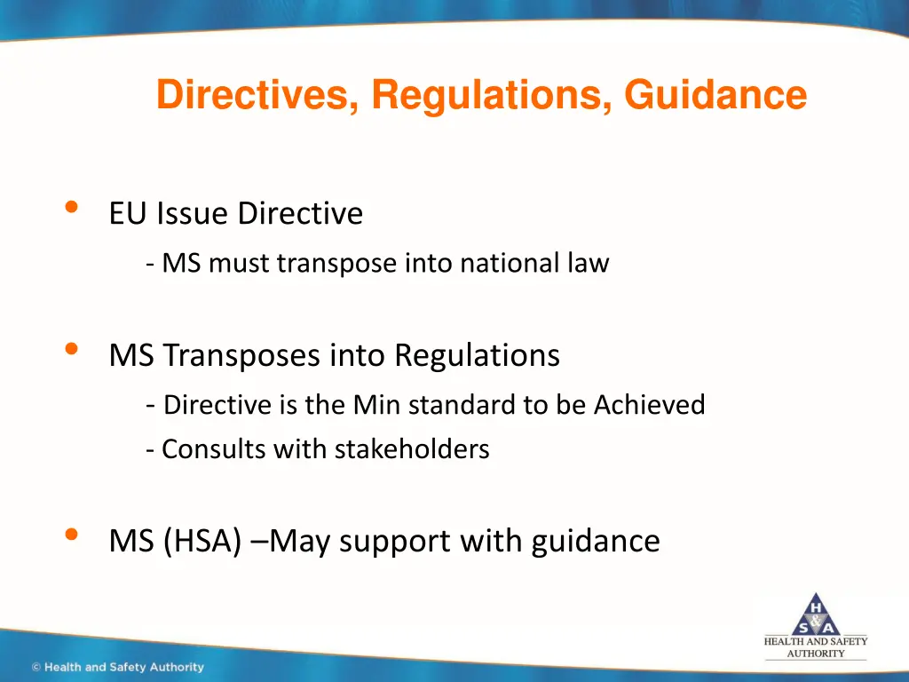 directives regulations guidance