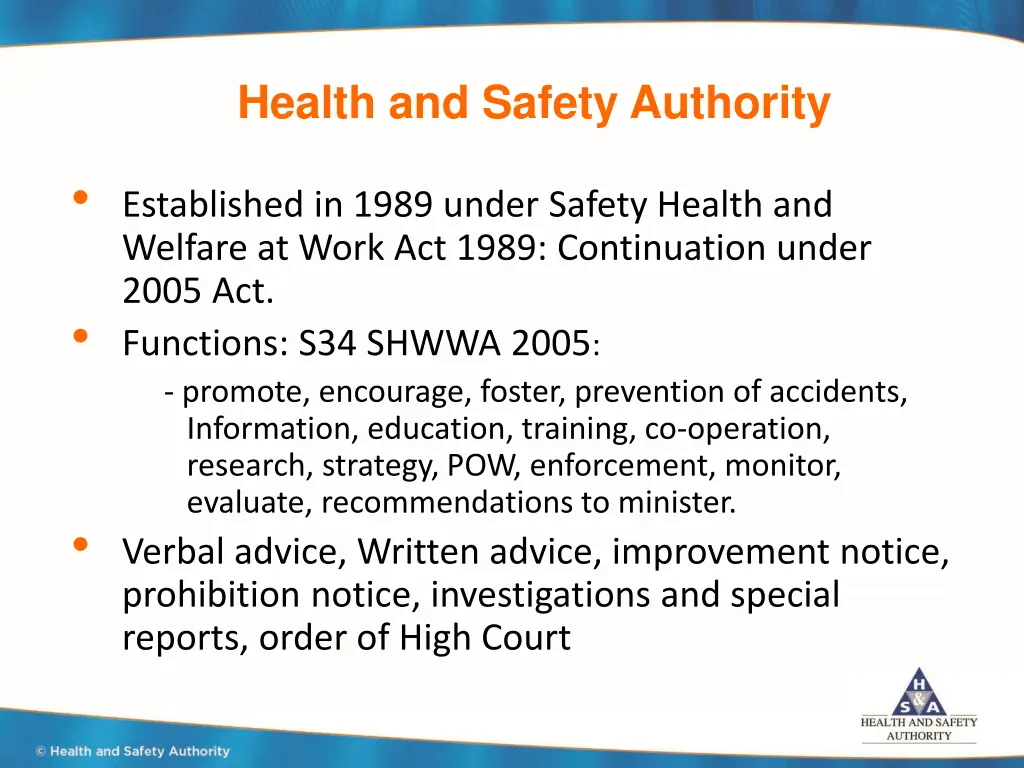 health and safety authority