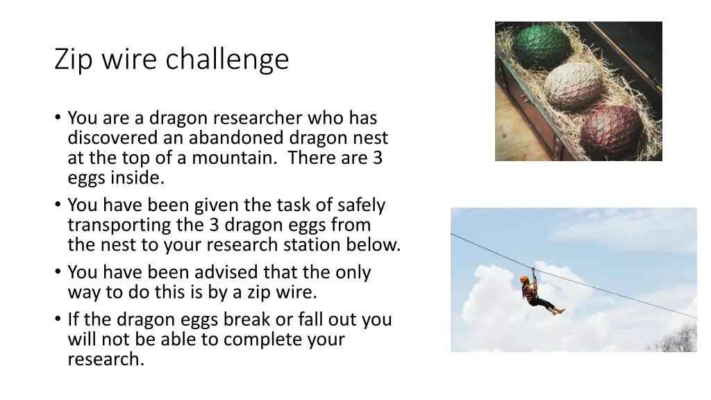 zip wire challenge