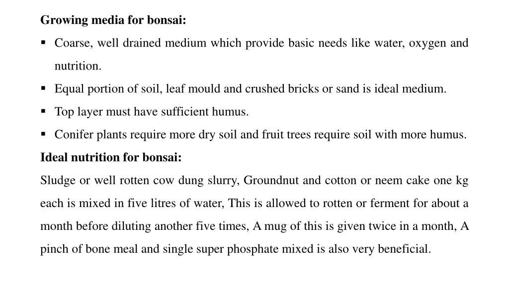 growing media for bonsai