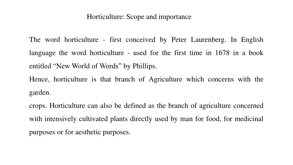 horticulture scope and importance