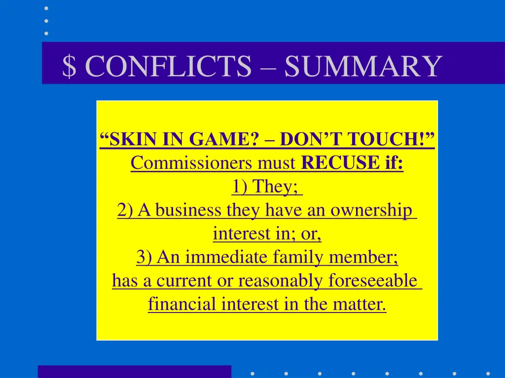 conflicts summary 1