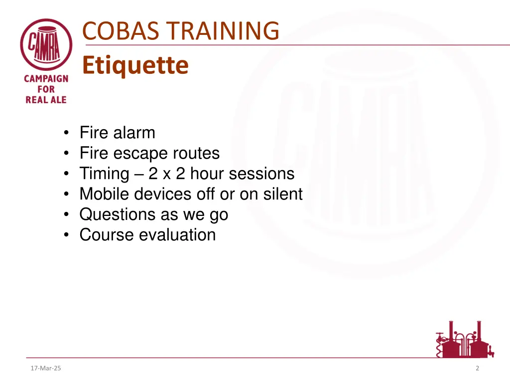 cobas training etiquette