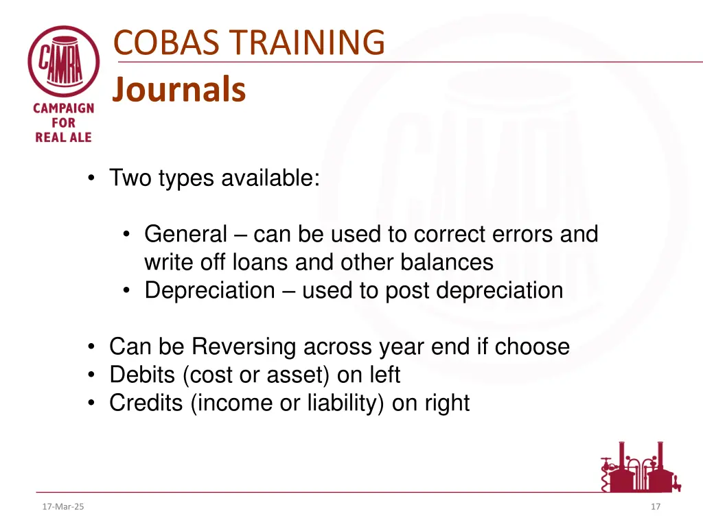 cobas training journals