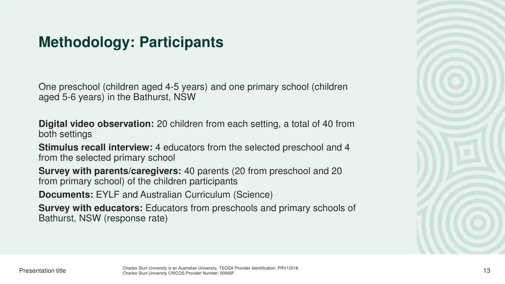 methodology participants